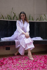 Shreya Lakhani in Aparajita - Lavender Chanderi Embroidered Suit Set.