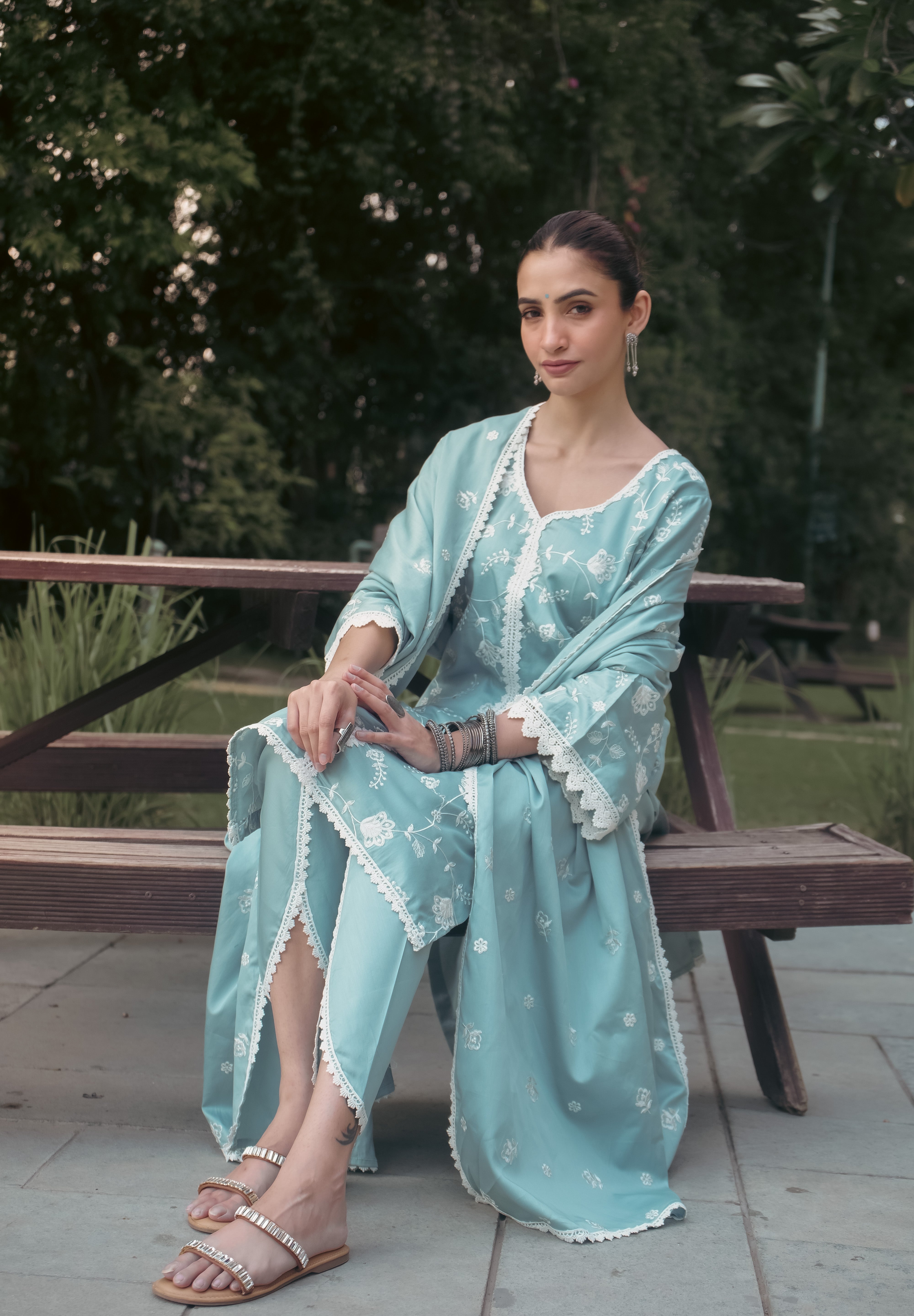 Shreya Lakhani in LEHER - Blue Cotton Suit Set