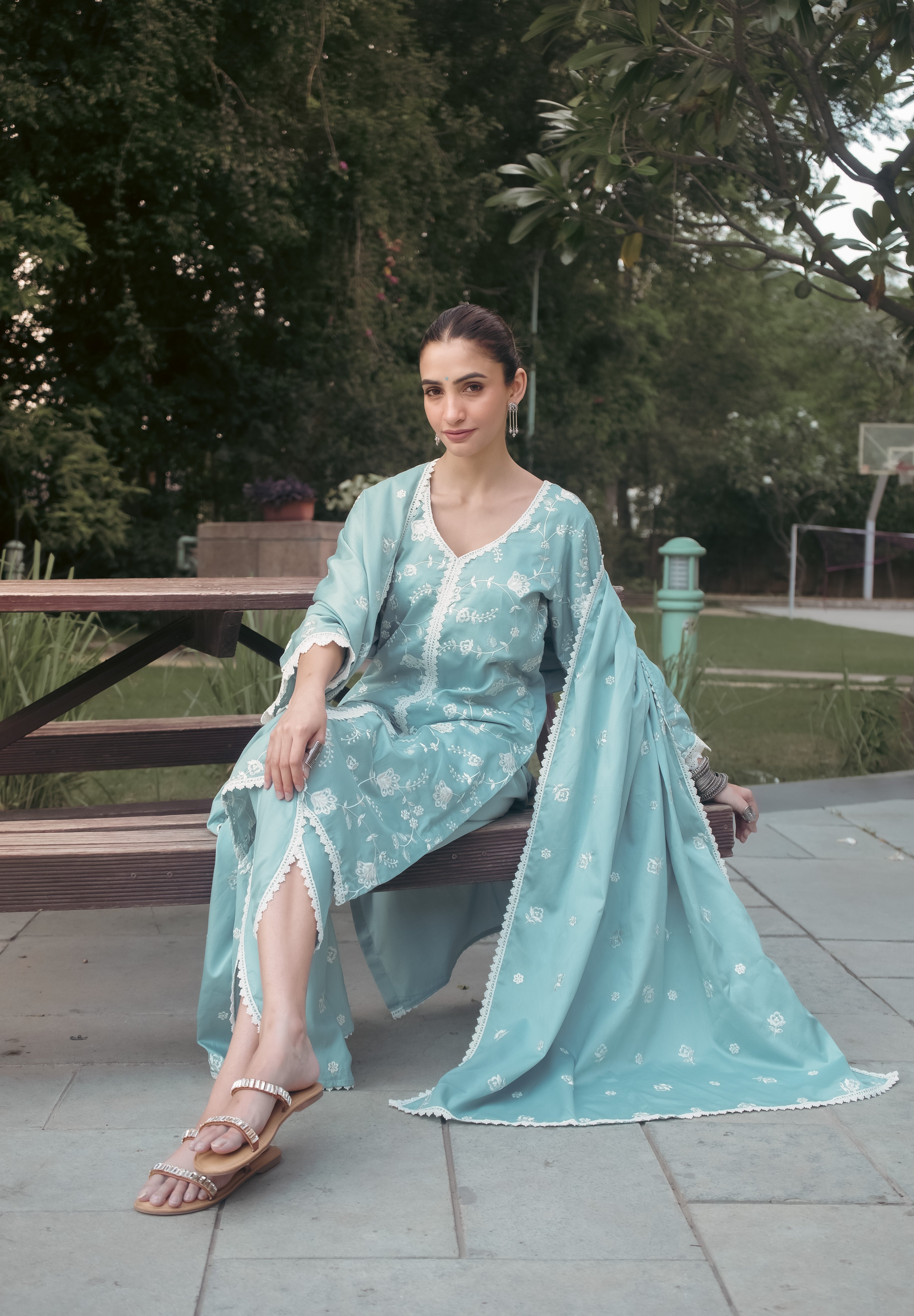Shreya Lakhani in LEHER - Blue Cotton Suit Set