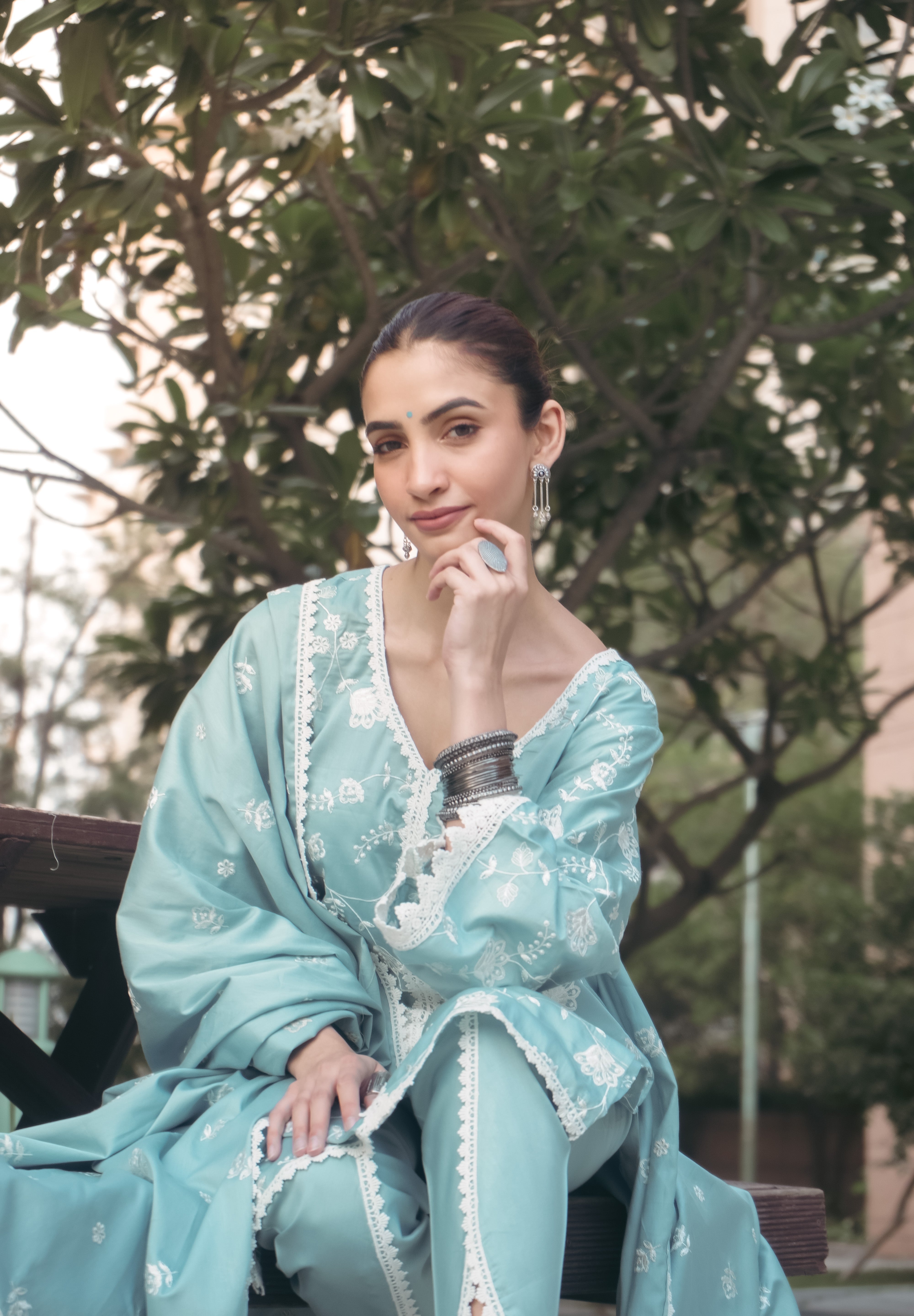 Shreya Lakhani in LEHER - Blue Cotton Suit Set