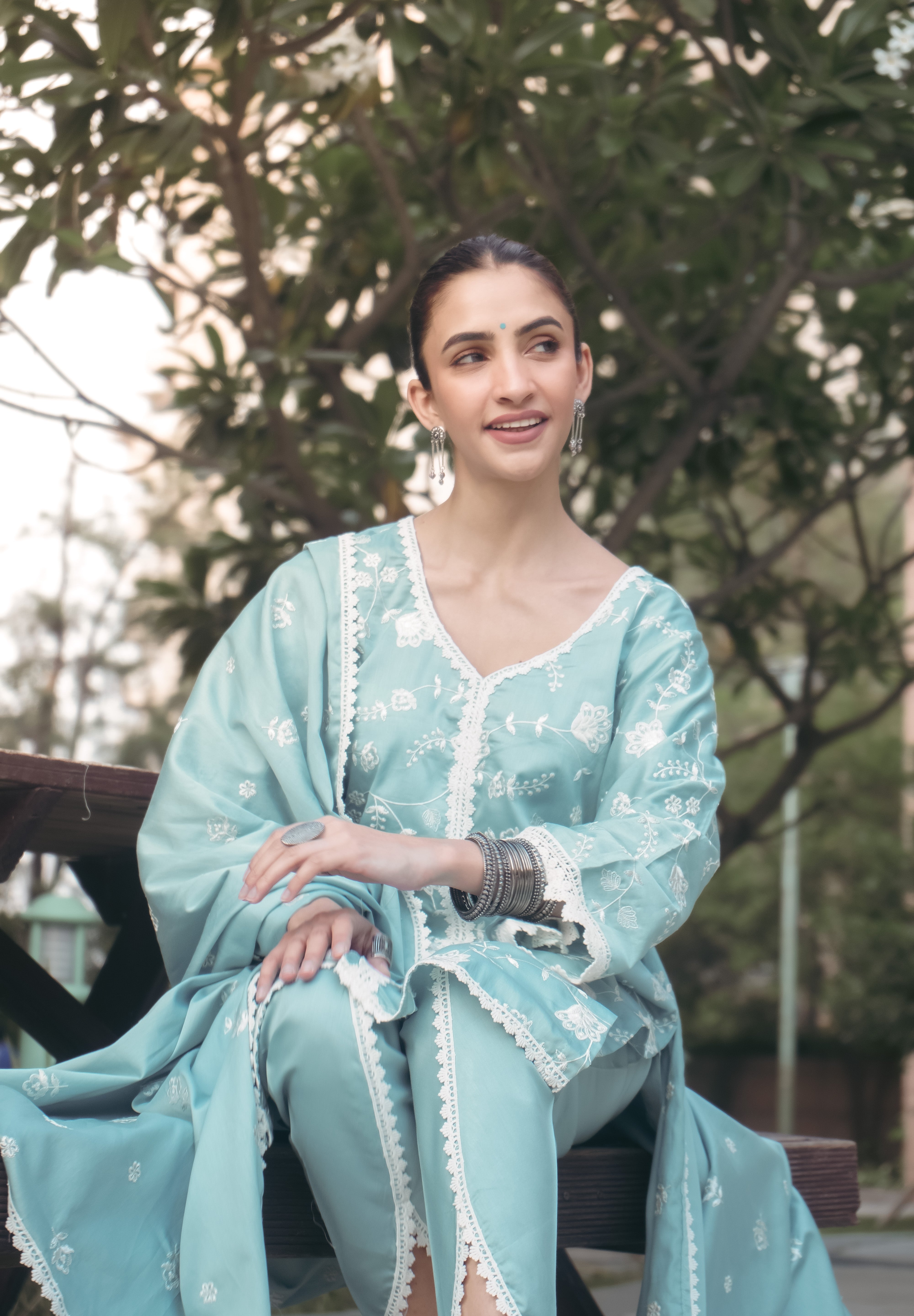 Shreya Lakhani in LEHER - Blue Cotton Suit Set