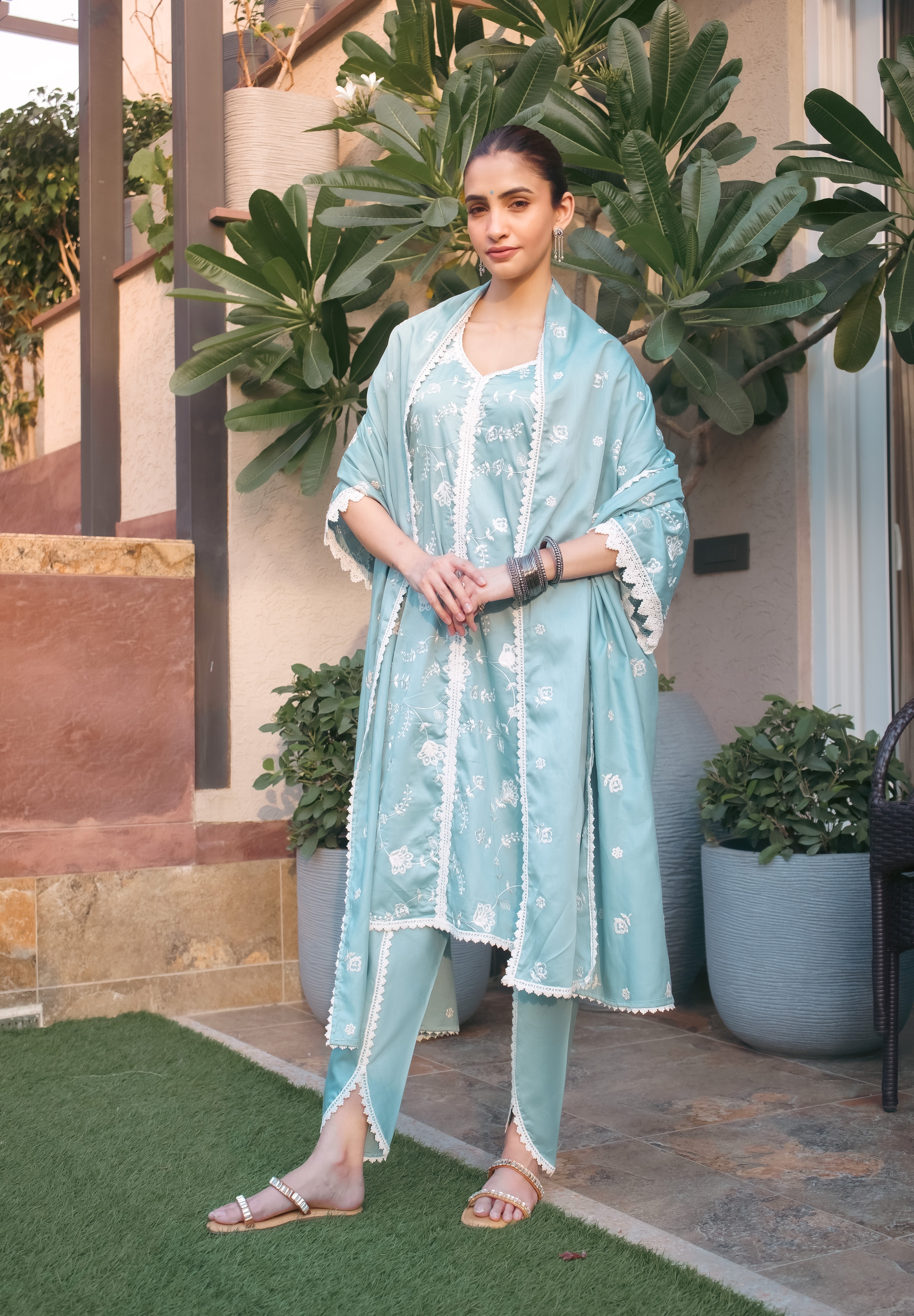 Shreya Lakhani in LEHER - Blue Cotton Suit Set