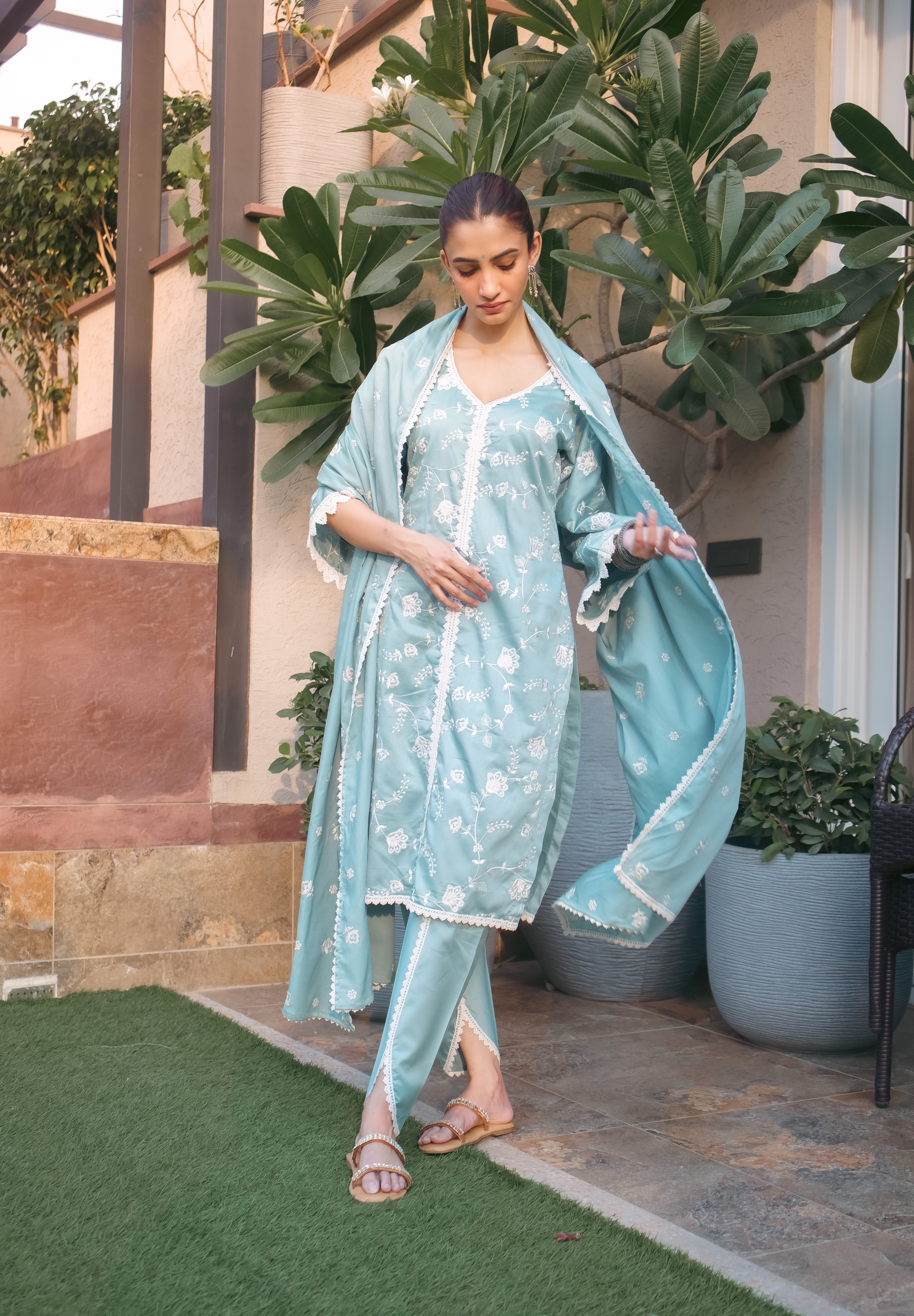 Shreya Lakhani in LEHER - Blue Cotton Suit Set