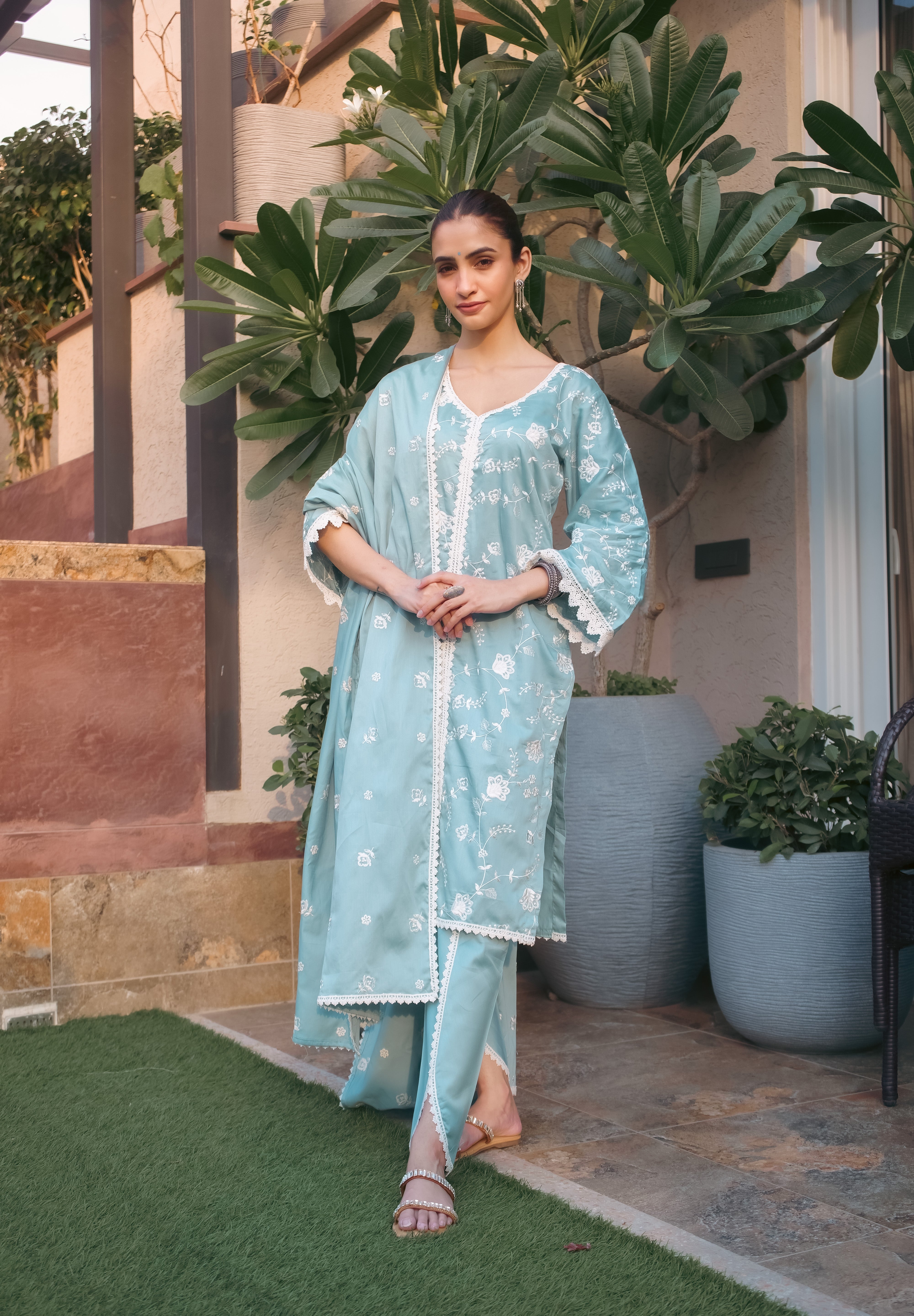 Shreya Lakhani in LEHER - Blue Cotton Suit Set