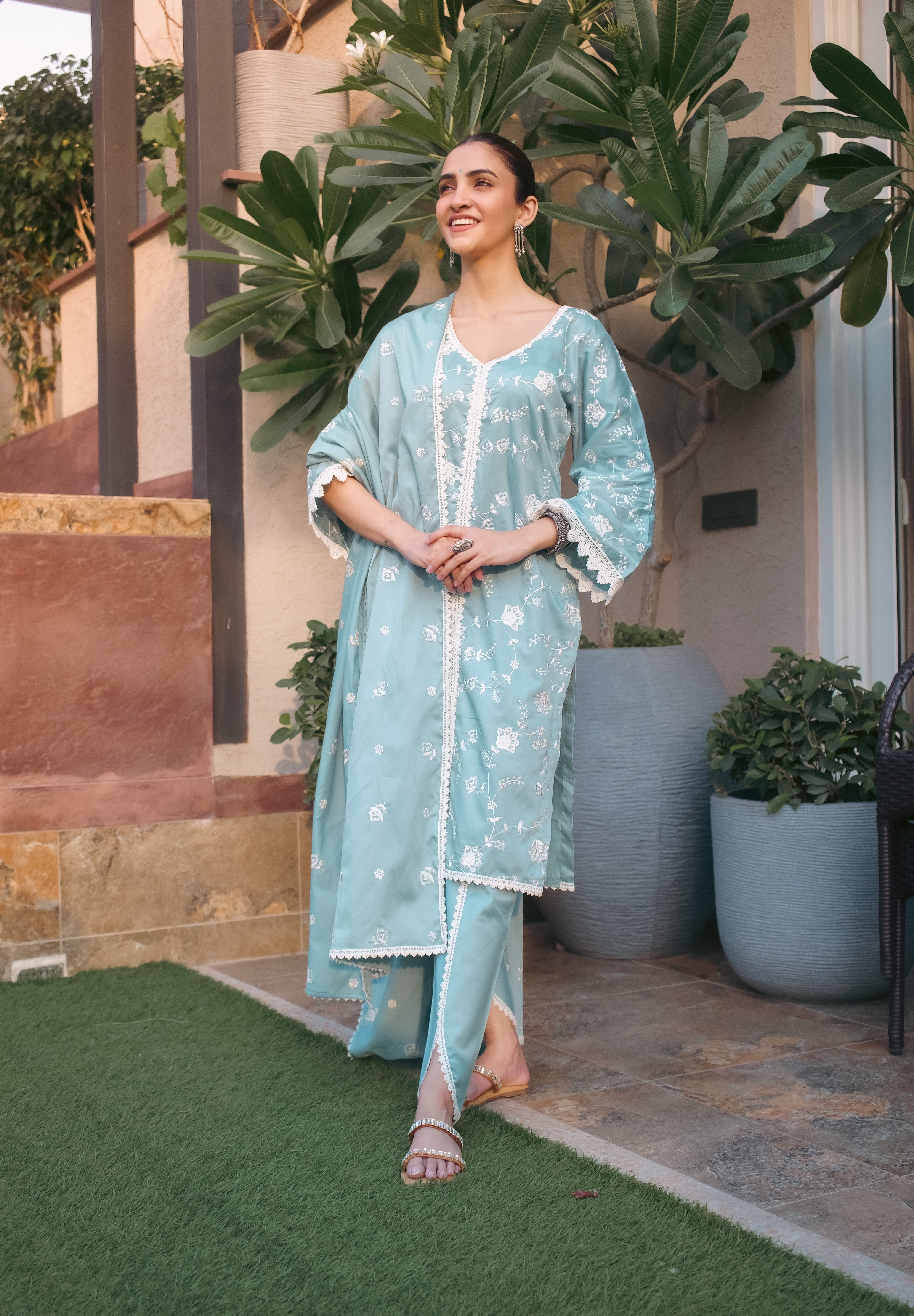 Shreya Lakhani in LEHER - Blue Cotton Suit Set