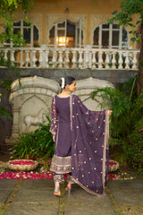 Shreya Lakhani in IRA - Purple Organza A-line Suit Set
