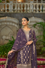 Shreya Lakhani in IRA - Purple Organza A-line Suit Set