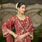 KAVYA - Rust Organza Anarkali Set.
