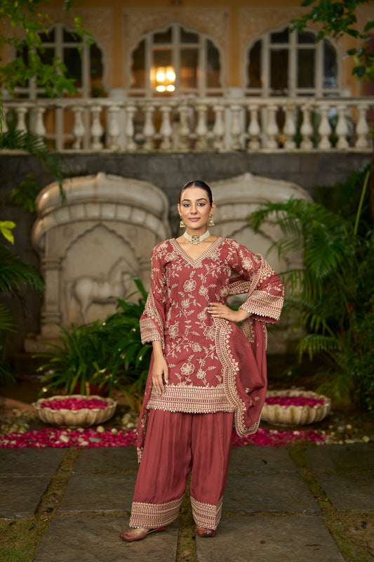 NYRA - Rust Organza Farsi Salwar Set