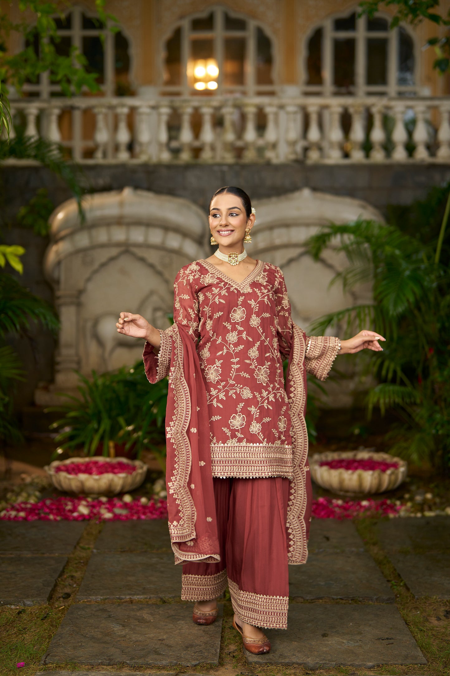 NYRA - Rust Organza Farsi Salwar Set