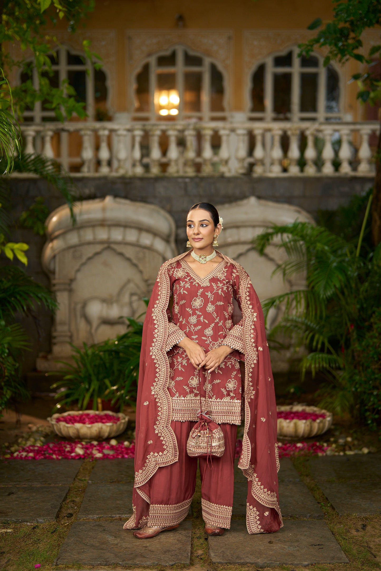 NYRA - Rust Organza Farsi Salwar Set