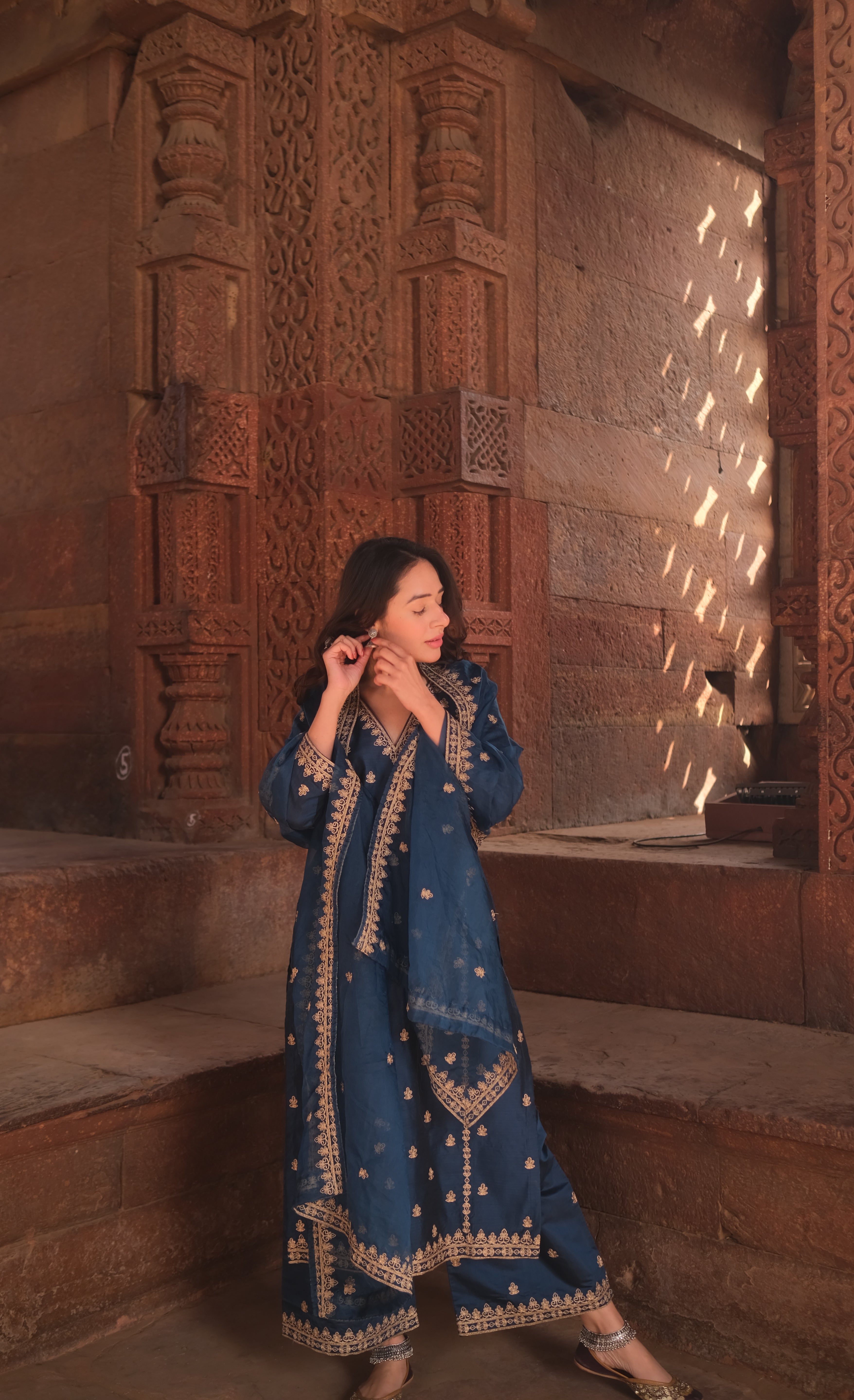 Shivani Pancholi in Gulzaar - Blue Chanderi Embroidered Suit Set