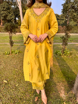 Ishita Sandhu in MEERA - Yellow Chanderi Suit Set