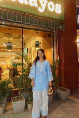 Piyanka Pareek in AURE - Blue Embroidered Co-ord Set