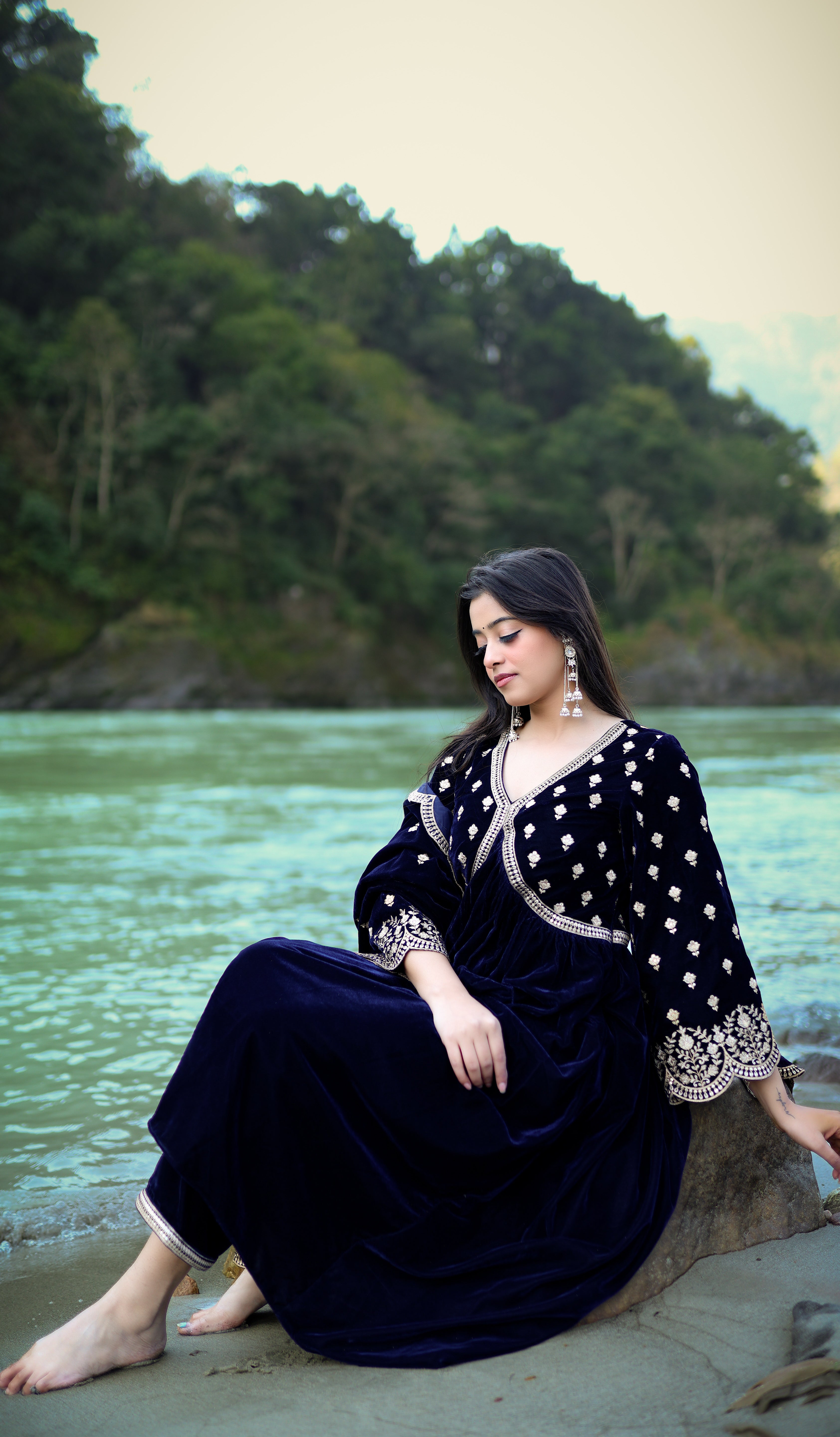 Kashika Sisodia in SUR - Velvet Blue Anarkali Set