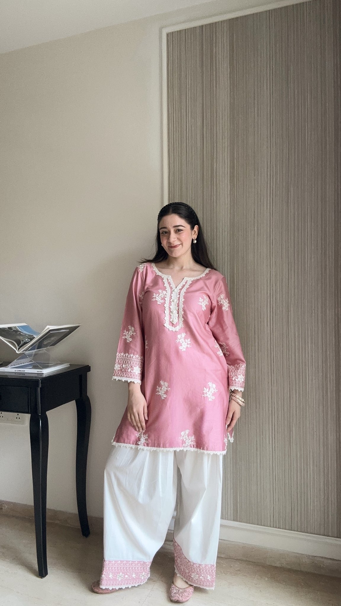 Sana Grover in EMBER -  Pink Embroidered Co-ord Set