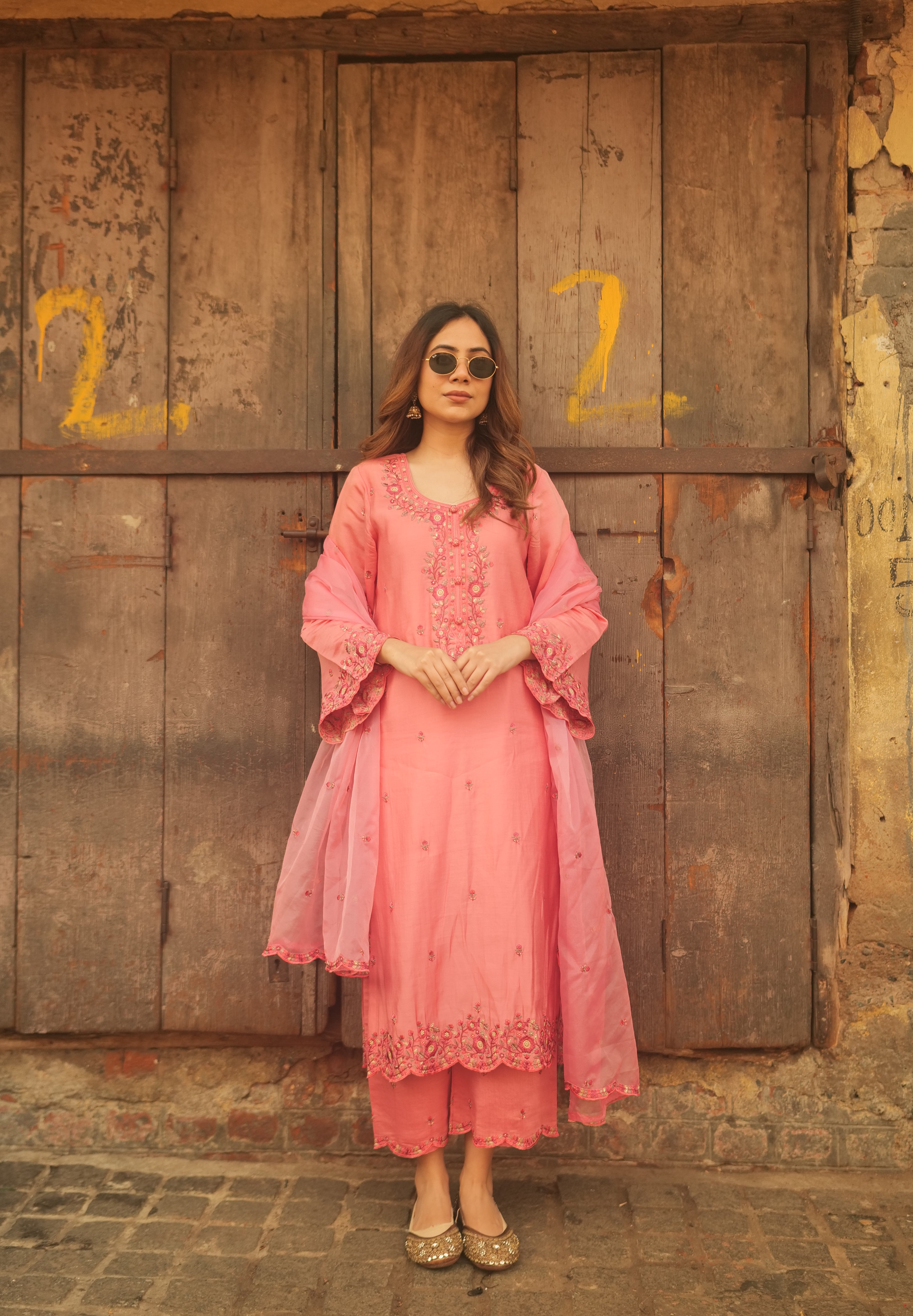 Arpita Gupta in AFSANA - Pink Chanderi Suit Set