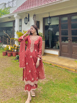 Jasnoor Anand in Rust Chanderi Silk Suit Set