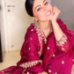 Hina Khan in Khushnir - Wine Chanderi Embroidered Suit Set