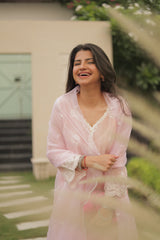 Dhirti Mehra in Gulmohar - Peach Embroidered Suit Set