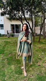 Dr. Taniya Bakshi in ZIA - Sage Blue Tissue-Organza Anarkali Set
