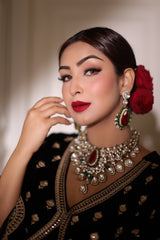 Anmol Bhatia in MUKHDA - Velvet Black Anarkali Set