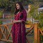 Shreyashi  Verma in Khushnir - Wine Chanderi Embroidered Suit Set