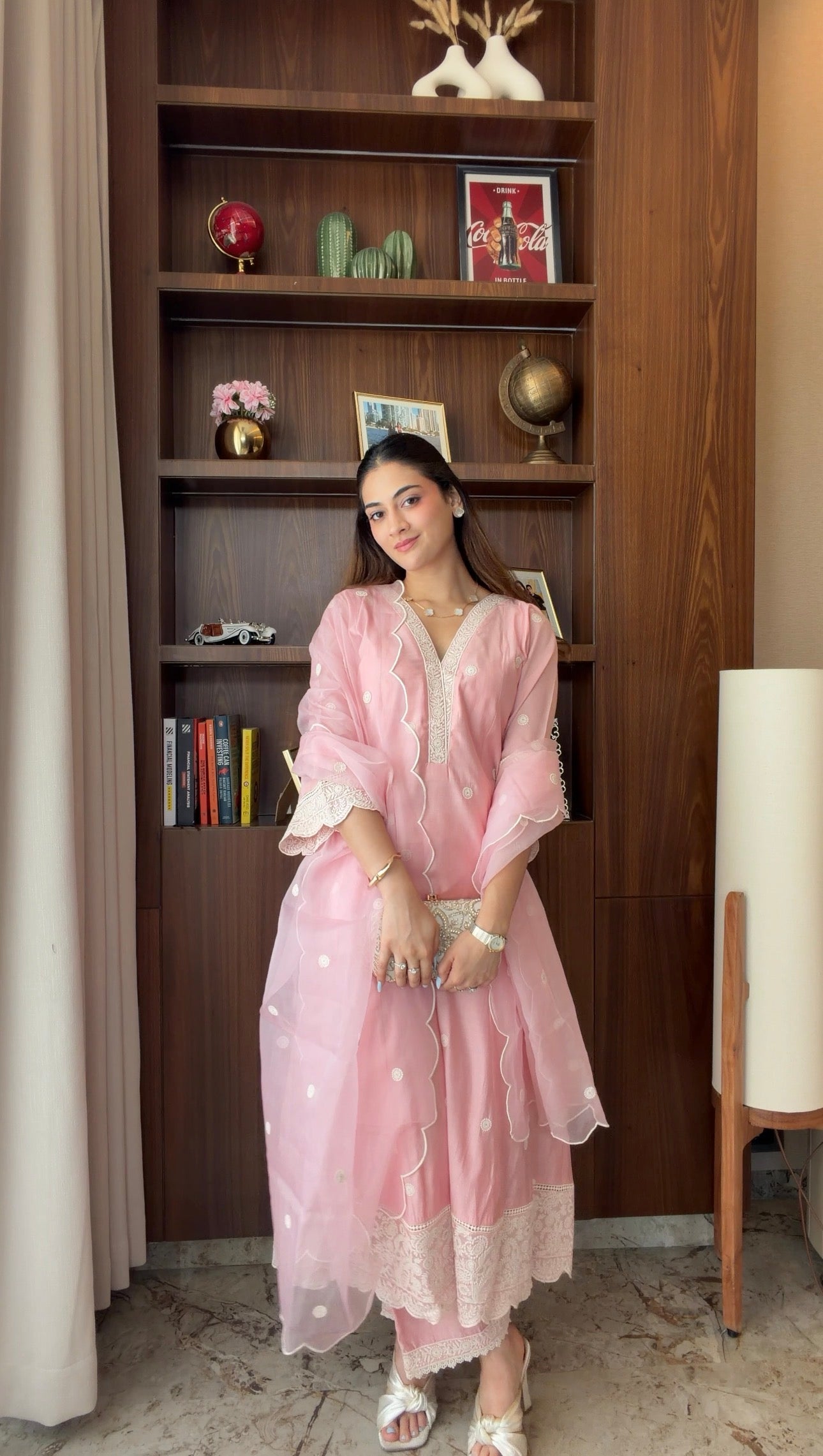 Shivami Jain in AAROHI - Blush Pink Chanderi A-line Suit Set