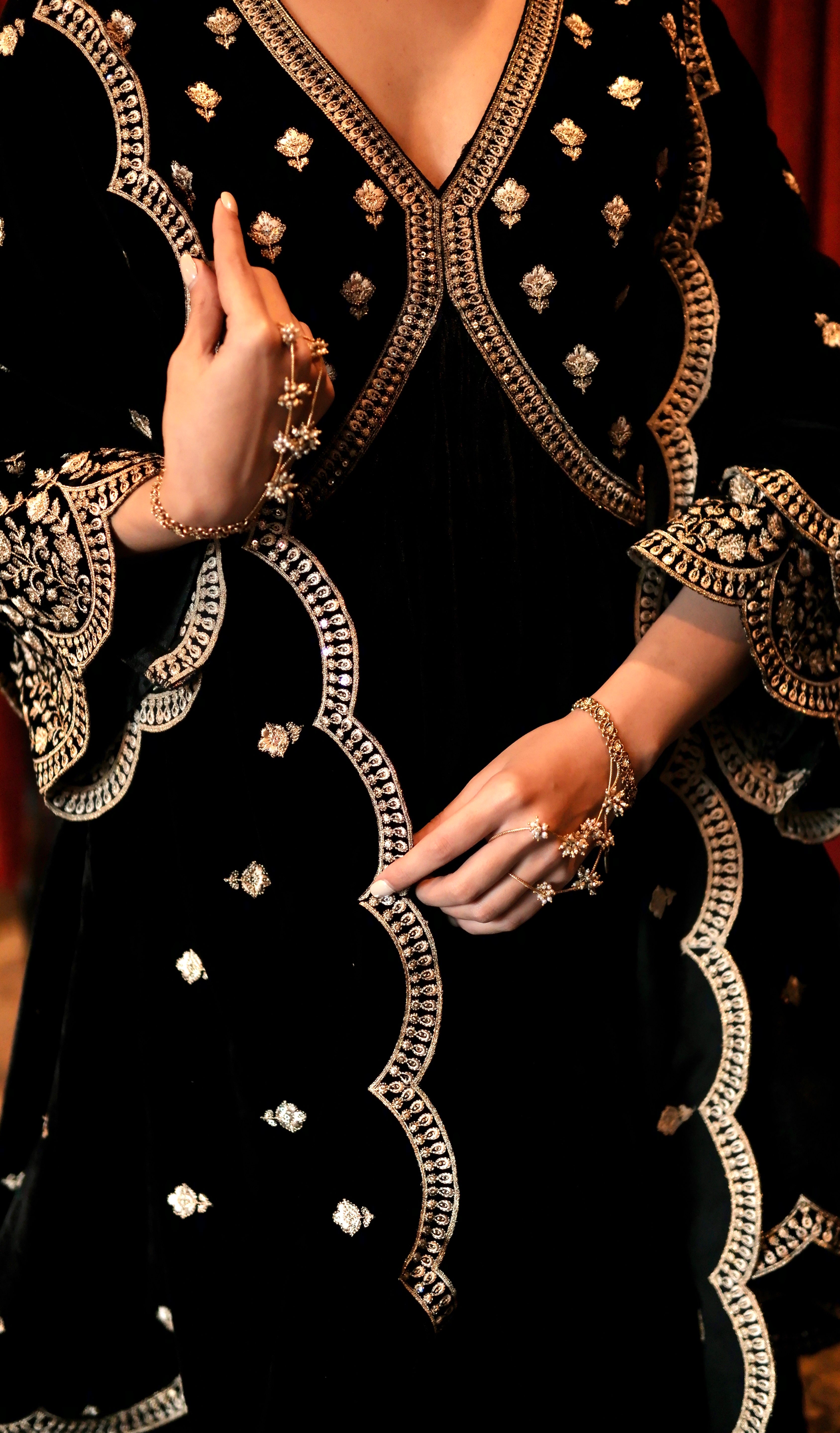 Sania Chadha in MUKHDA - Velvet Black Anarkali Set