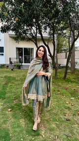 Dr. Taniya Bakshi in ZIA - Sage Blue Tissue-Organza Anarkali Set