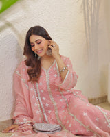 Swati Vatssa in Sitara - Pink Organza Anarkali Set.