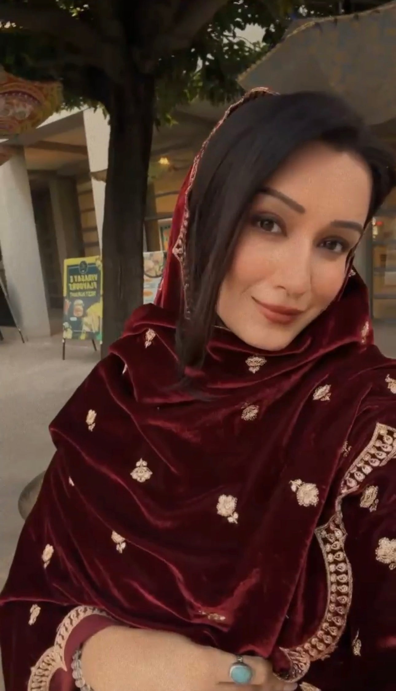 Shefali Bagga in ANTARA - Velvet Maroon Anarkali Set