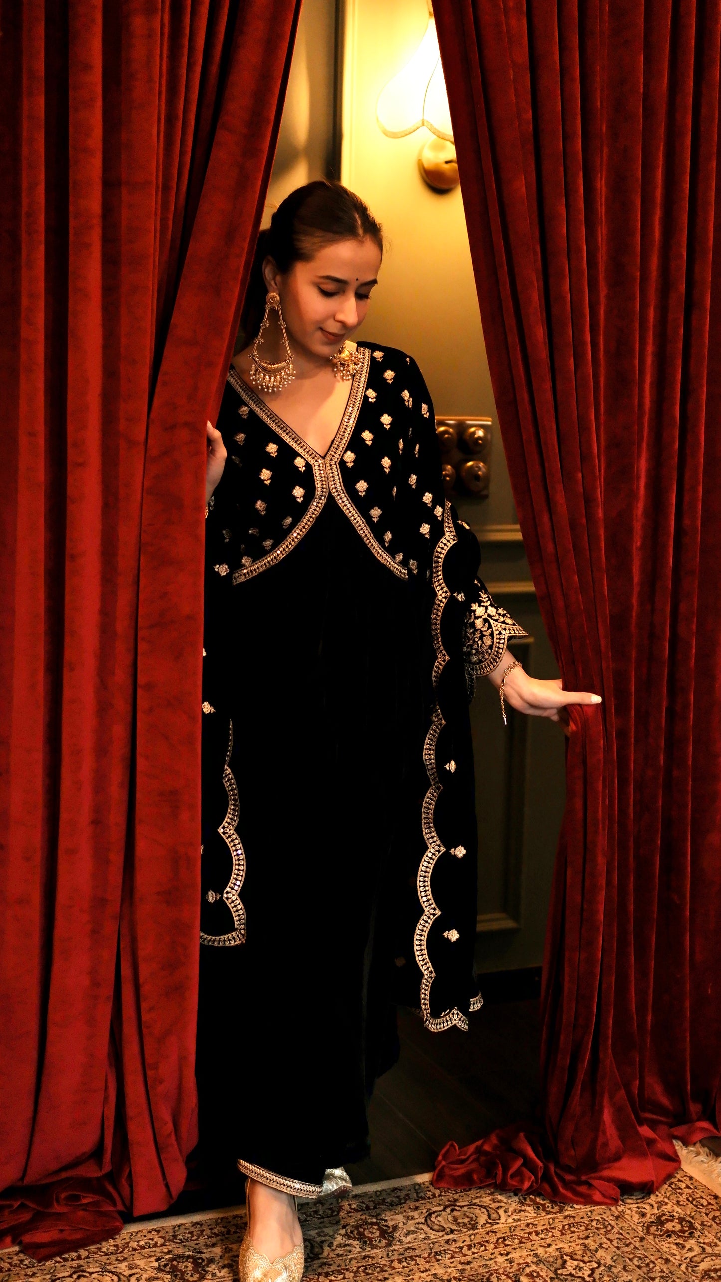 Sania Chadha in MUKHDA - Velvet Black Anarkali Set