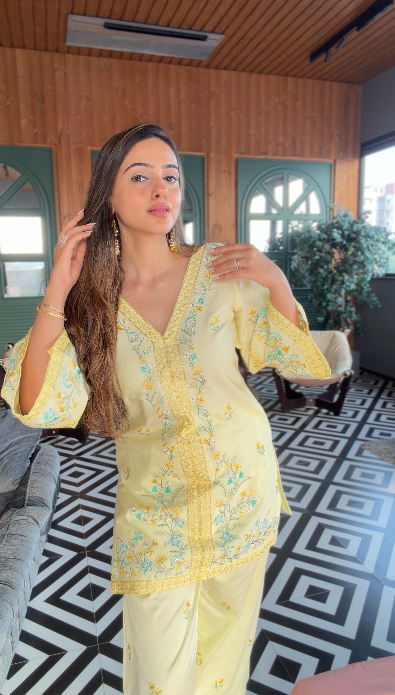 Amita Singh in VIAN - Yellow Embroidered Co-ord Set