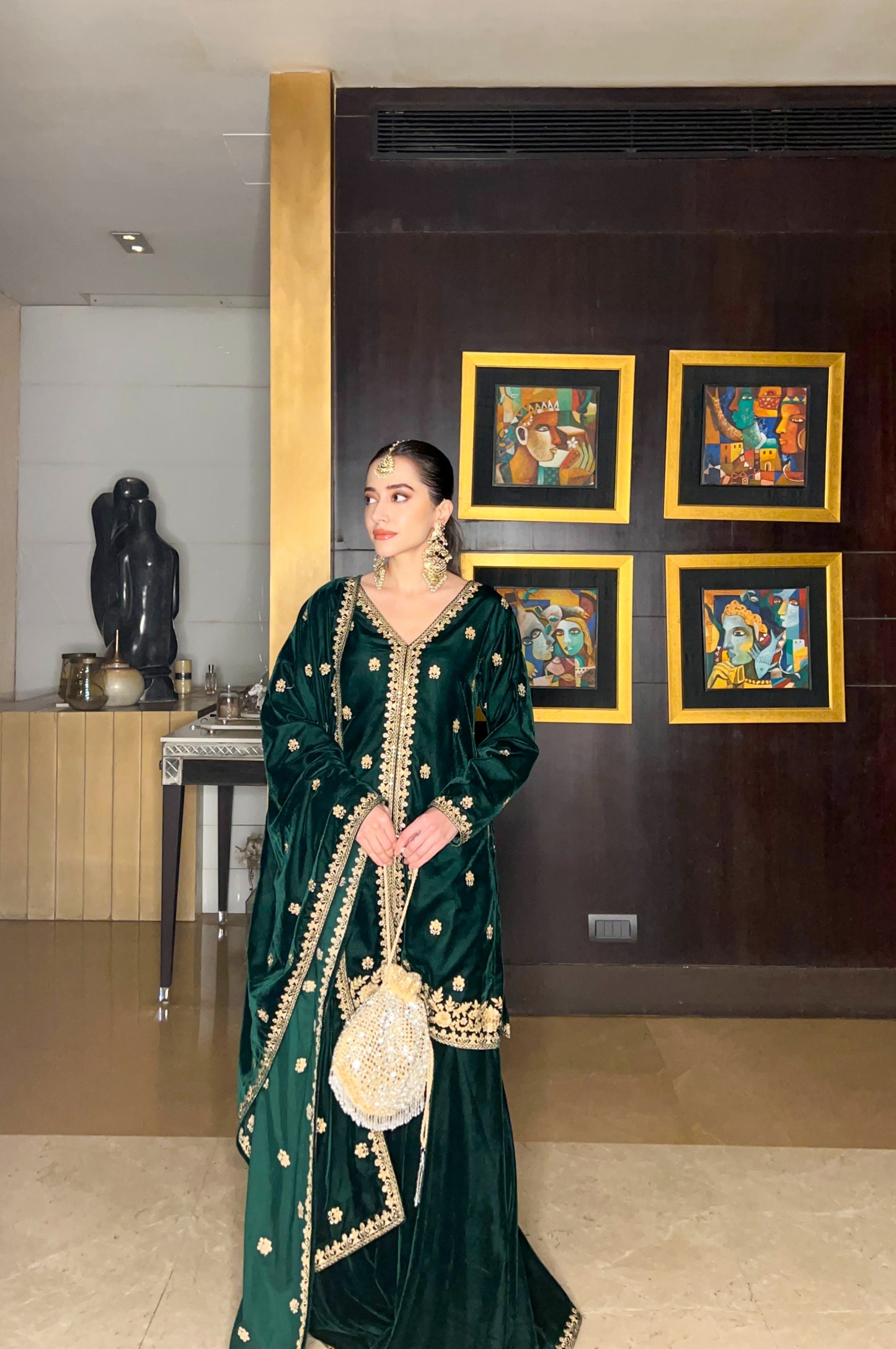 Komal Kapoor Grover in TARANA - Velvet Green Sharara Set