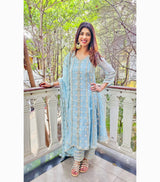 Aishwarya Sakhuja in Jashan - Blue Organza Anarkali Set.