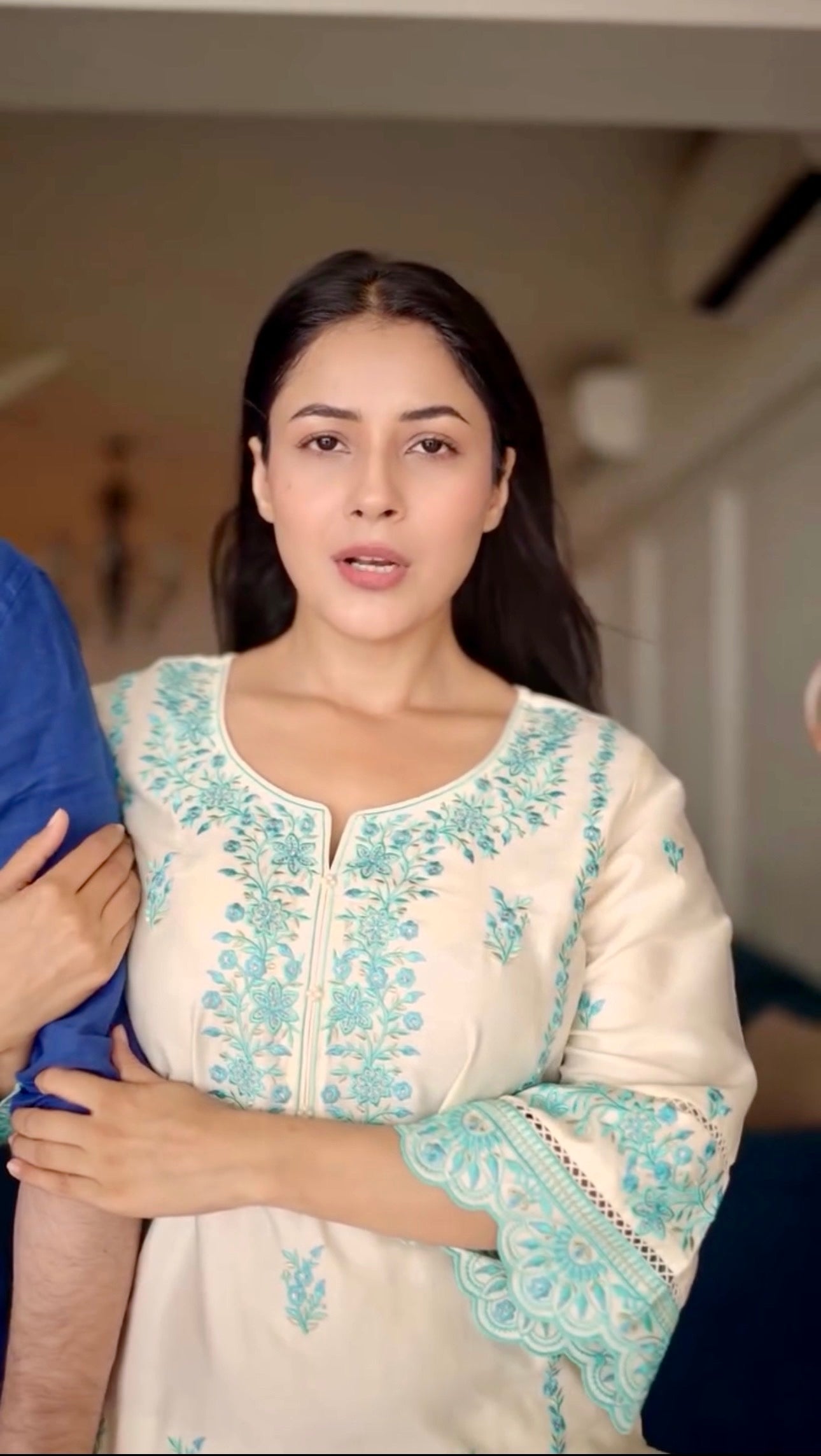 Shehnaaz Gill in AERIS - Ivory Embroidered Co-ord Set