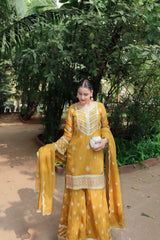 Priyanka Pareek in CHARVI - Yellow Organza Sharara Set