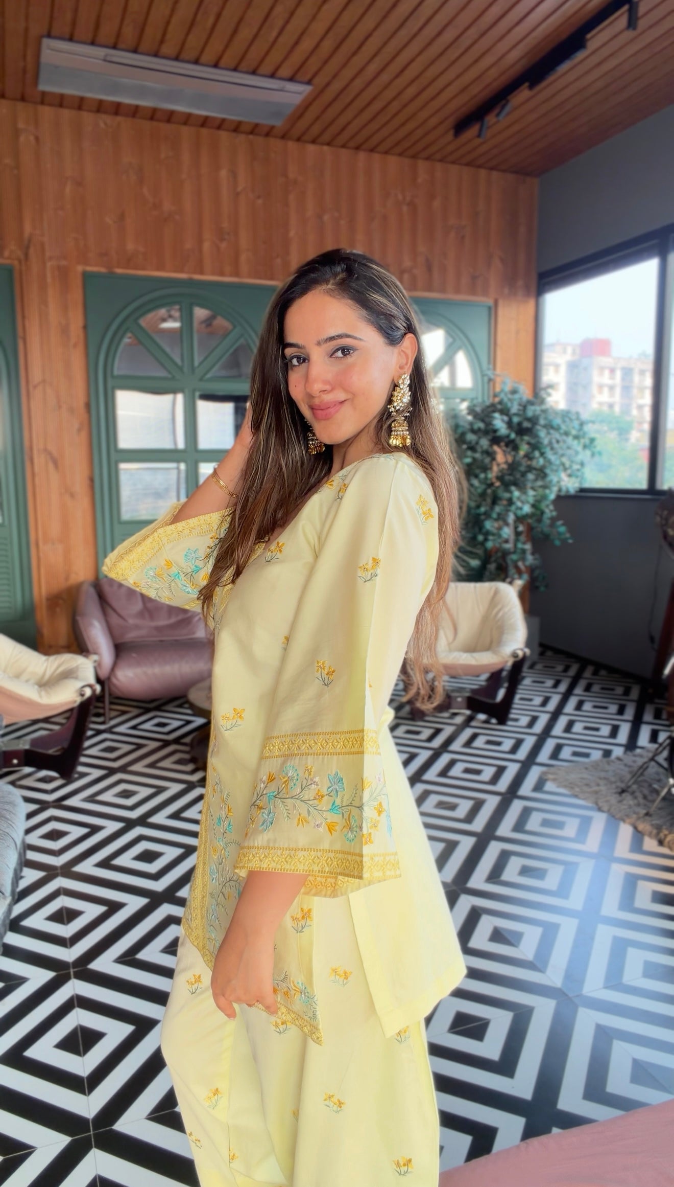 Amita Singh in VIAN - Yellow Embroidered Co-ord Set