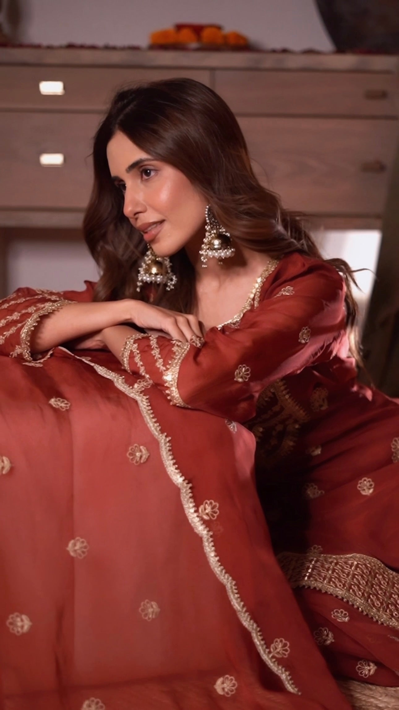 Kriti Singh in SIYAH - Rust Organza Sharara Set