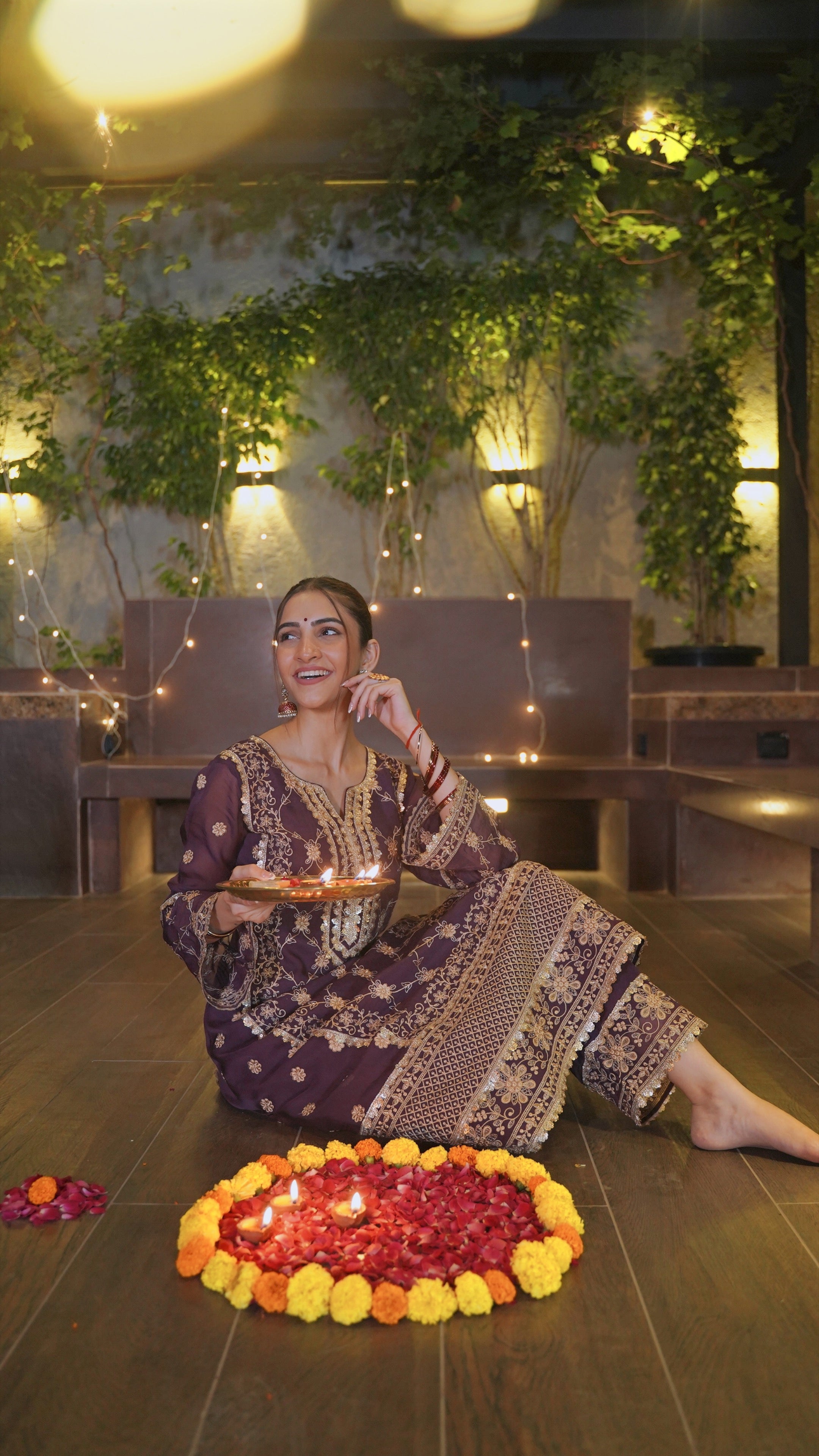 Shreya Lakhani in IRA - Purple Organza A-line Suit Set