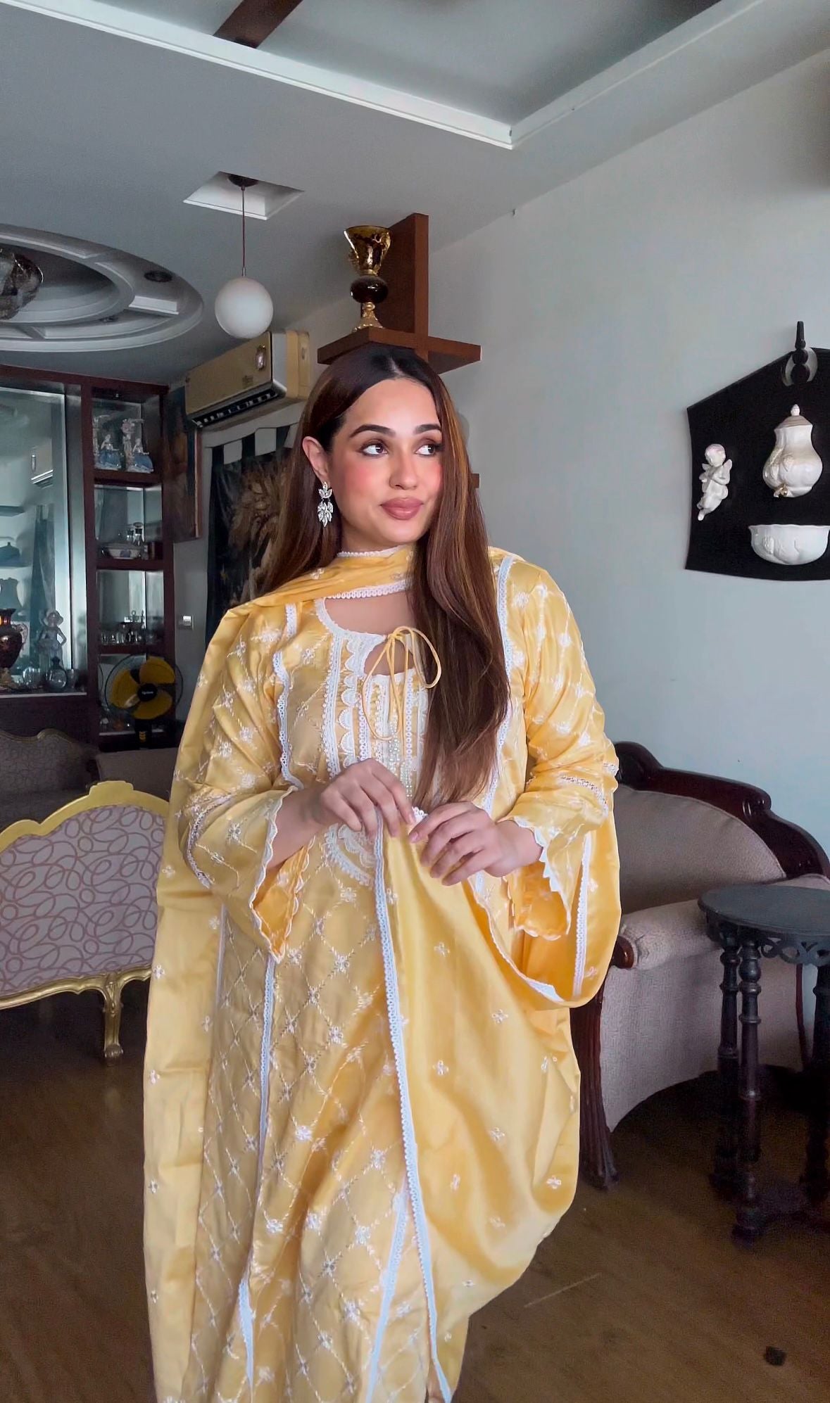 Abida Fatima in KIRAN - Yellow Cotton Suit Set