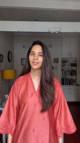Dr. Taniya Bakshi in ZORA - Rust Embroidered Co-ord Set