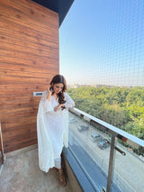 Vanshika Gaba in Aseem Ivory White Embroidered Straight Suit Set