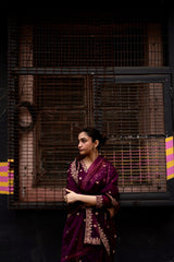 Shreya Lakhani in Khushnir - Wine Chanderi Embroidered Suit Set