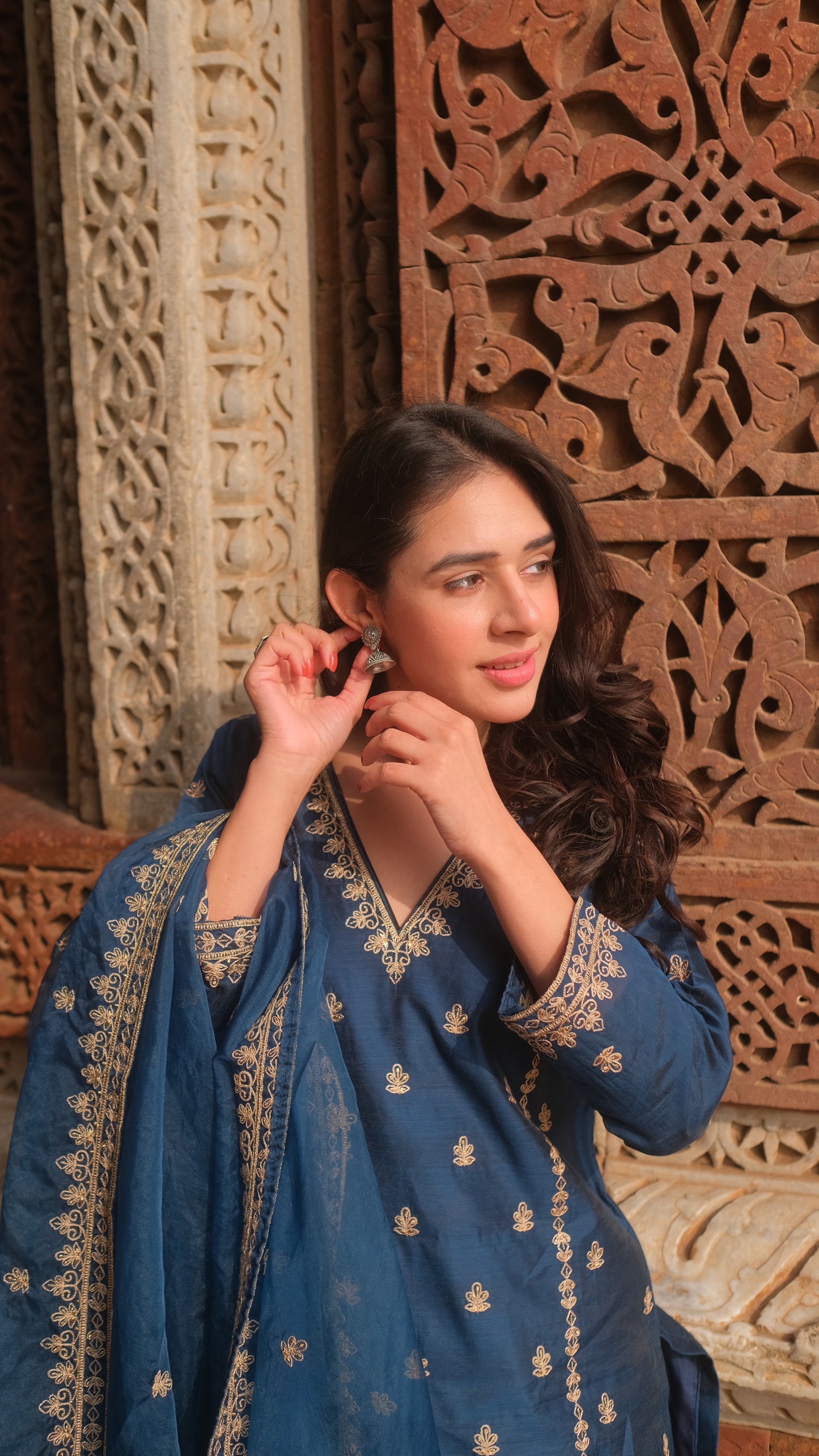 Shivani Pancholi in Gulzaar - Blue Chanderi Embroidered Suit Set