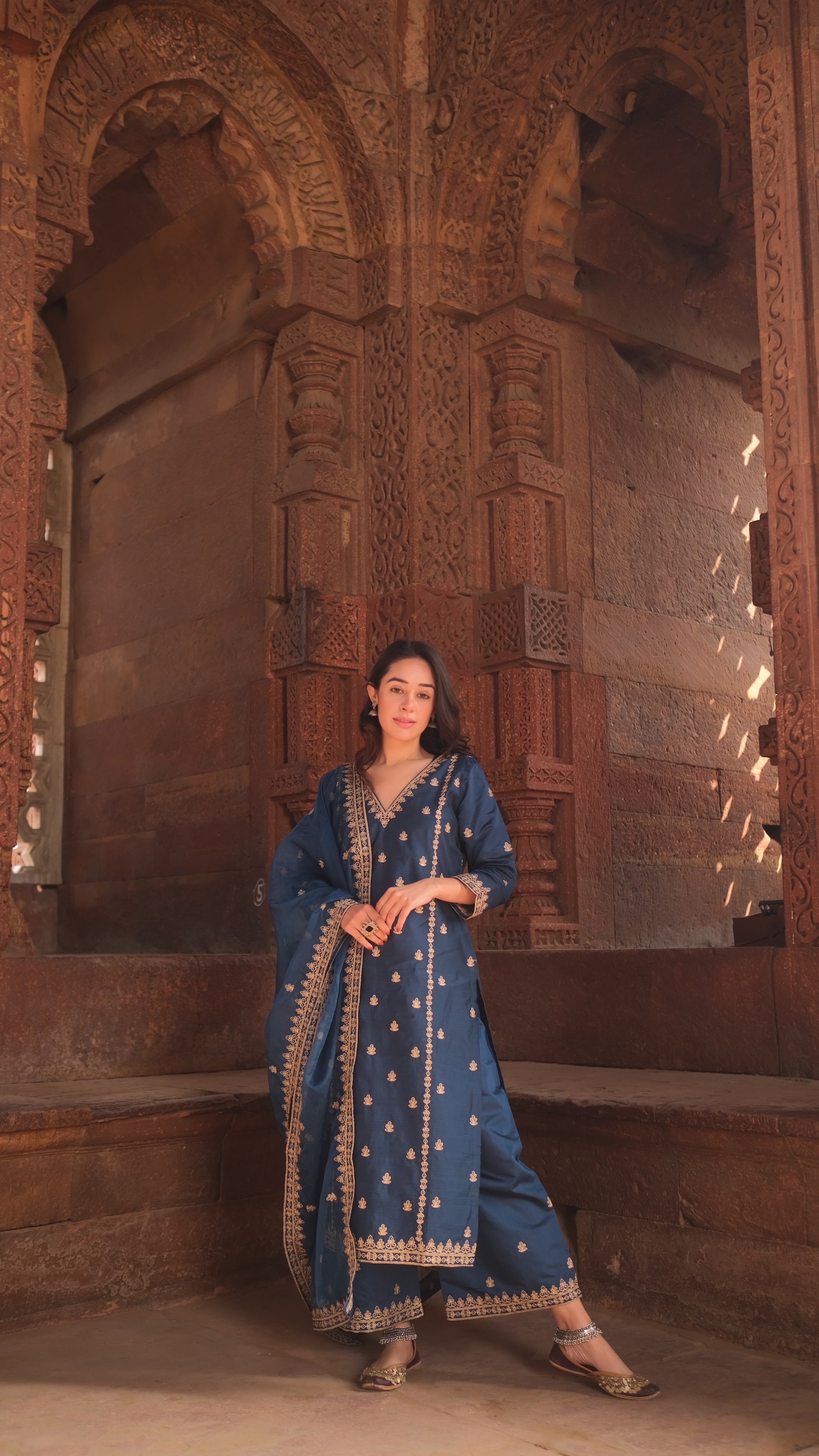 Shivani Pancholi in Gulzaar - Blue Chanderi Embroidered Suit Set