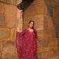 Shivani Pancholi in Khila - Wine Chanderi Embroidered Suit Set