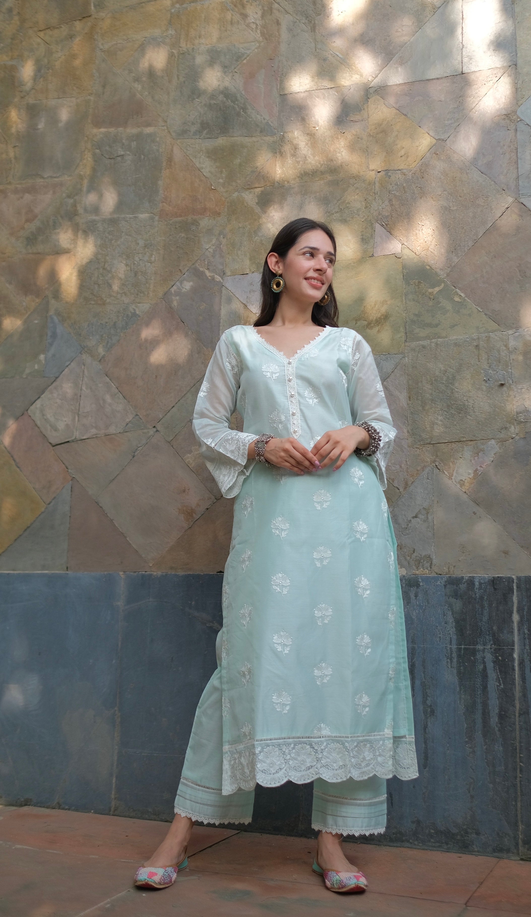 Shivani Pancholi in Neelkamal - Mint Green Embroidered Suit Set.