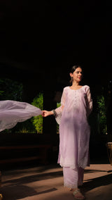 Shivani Pancholi in Kesar - Lavender Embroidered Suit Set.